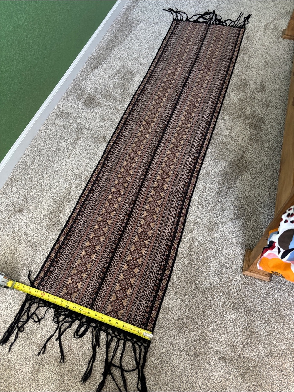 Handwoven Brown Geometric Table Runner - Home Accent